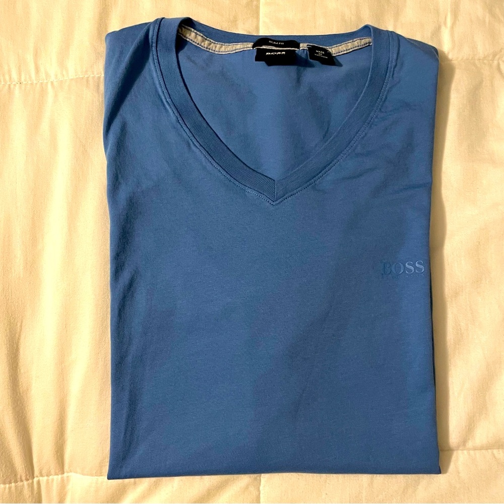 Hugo Boss Men’s Blue V-neck T-shirt